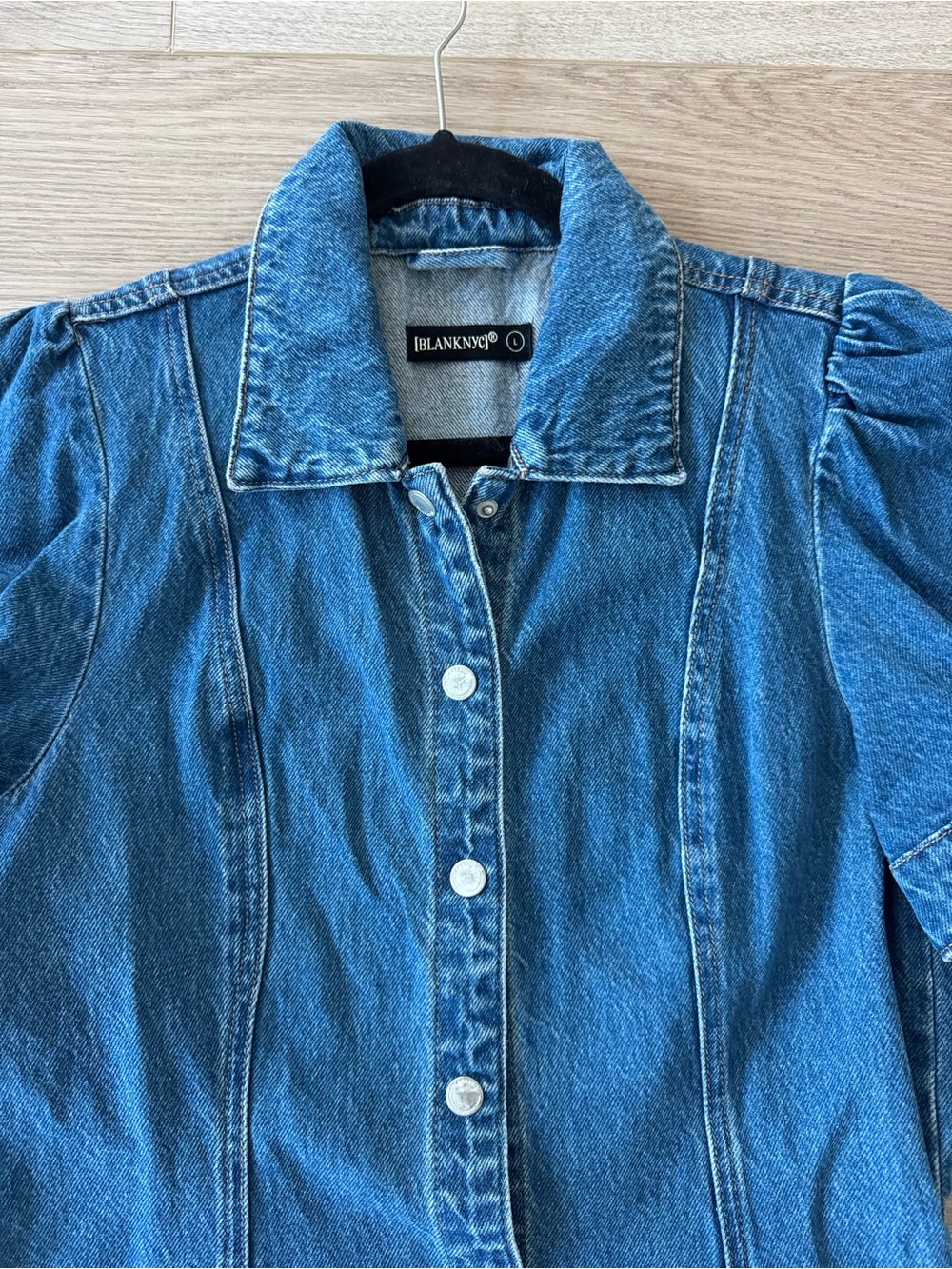 Denim Button-Front Mini Dress - Picture 2 of 2